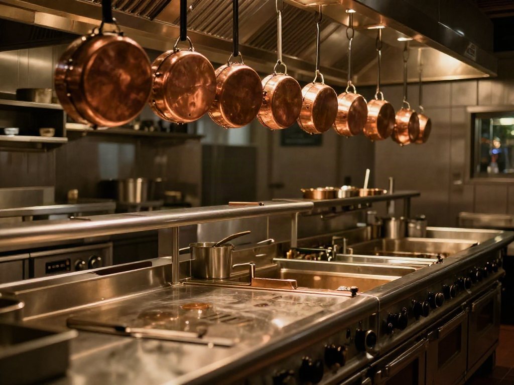 Une cuisine de restaurant, le soir après le service